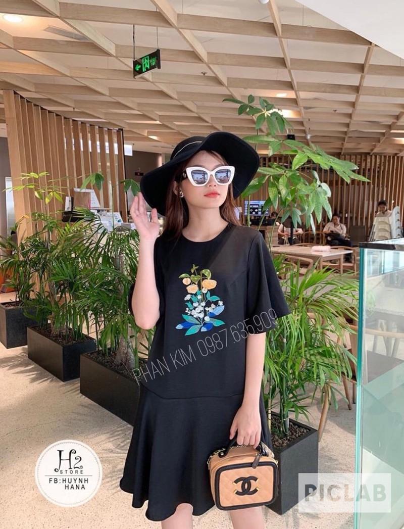 ĐẦM SUÔNG ĐUÔI CÁ THÊU HOA CAO CẤP - MT04