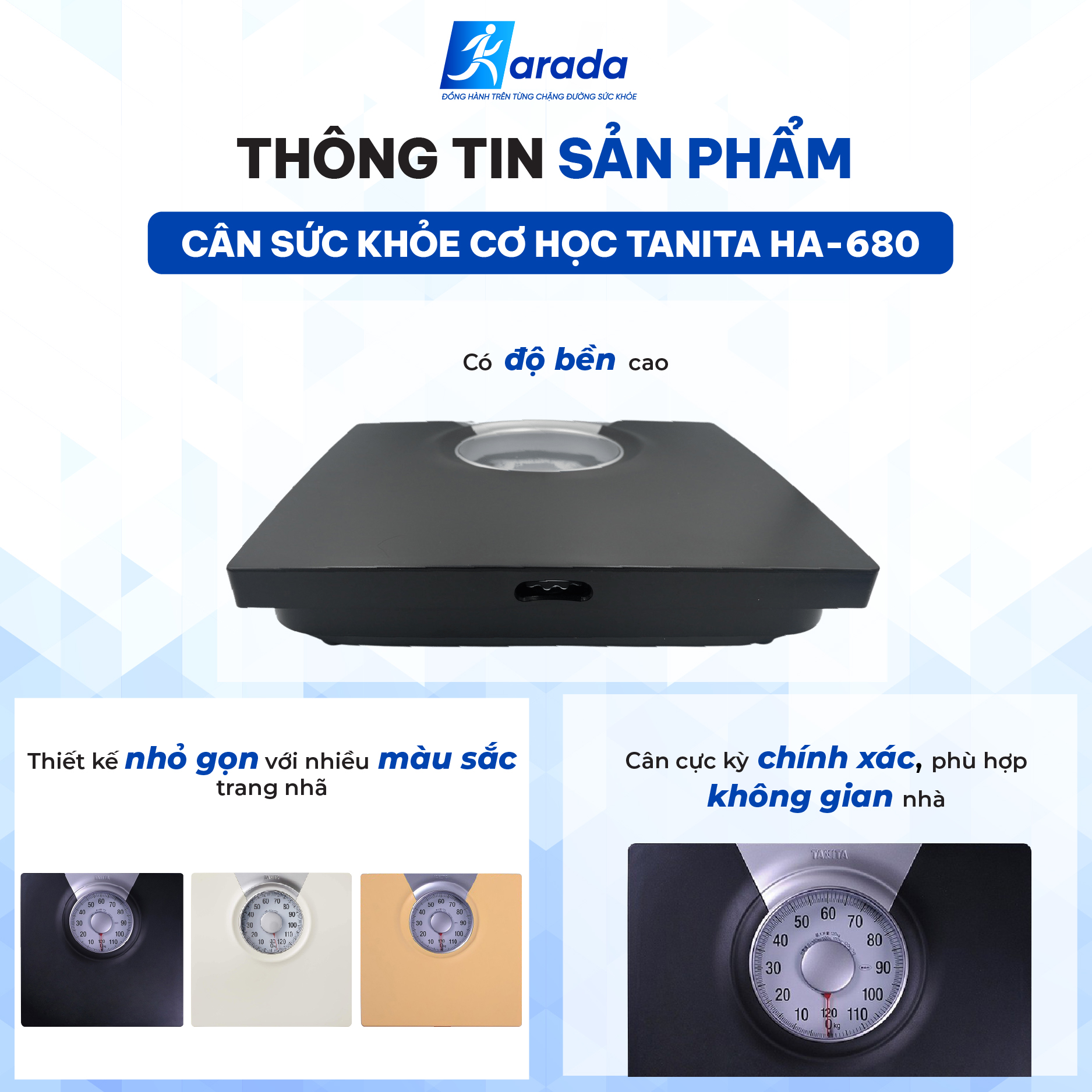 Cân Sức Khỏe Cơ Học KARADA 3 Màu Lựa Chọn TANITA HA-680