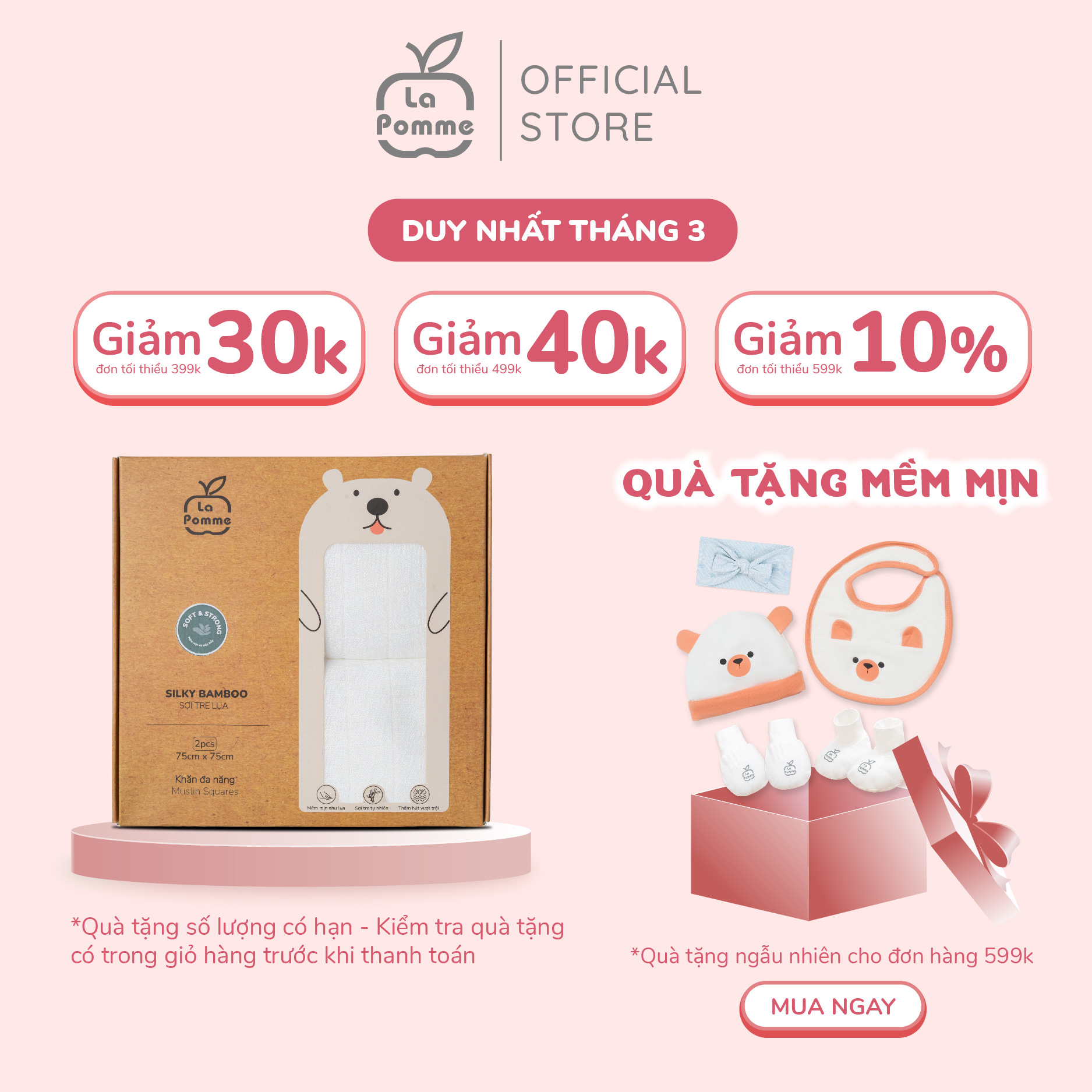 K002 Set 2 Khăn đa năng sợi tre lụa (75x75) La pomme