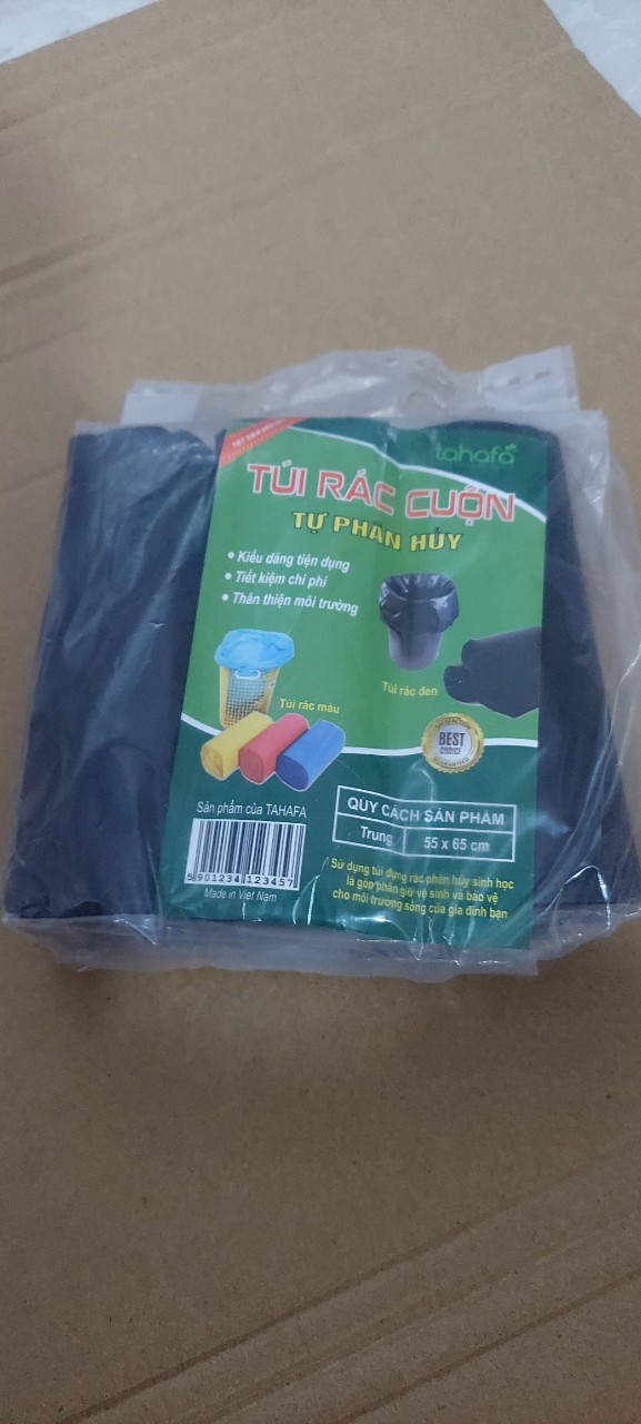 Set 3 cuộn túi rác tự phân huỷ size trung 55x65cm