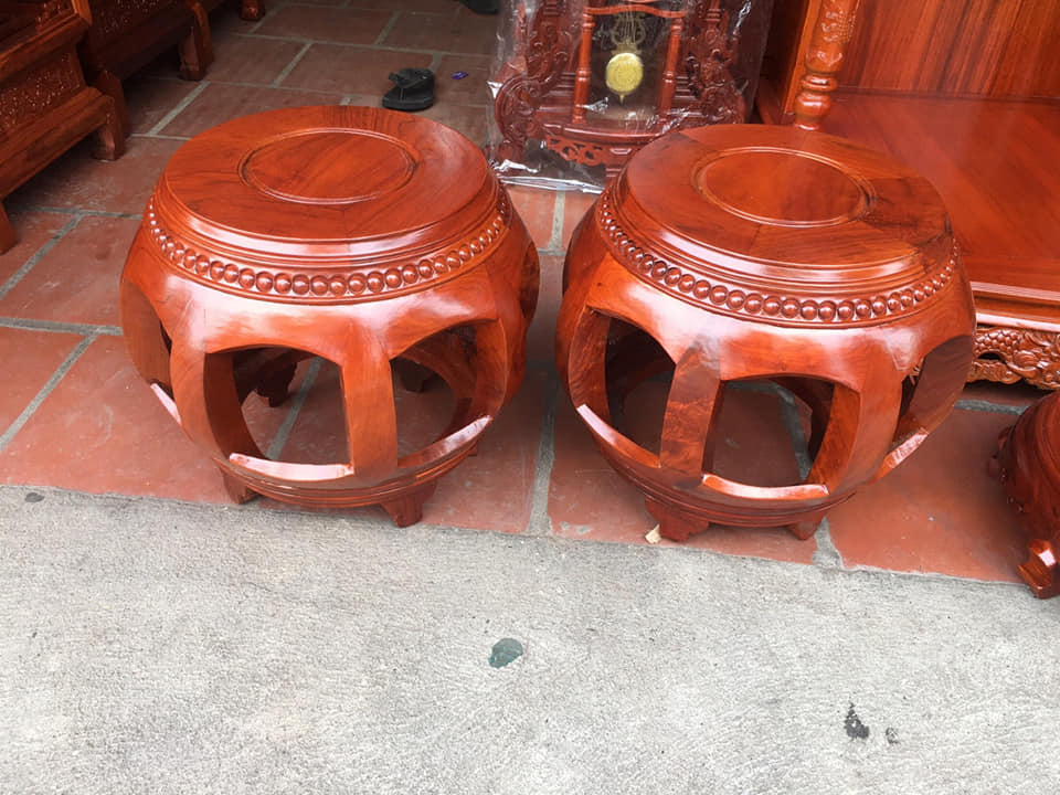 Đôn trống gỗ hương (cao 35cm, mặt 28cm)