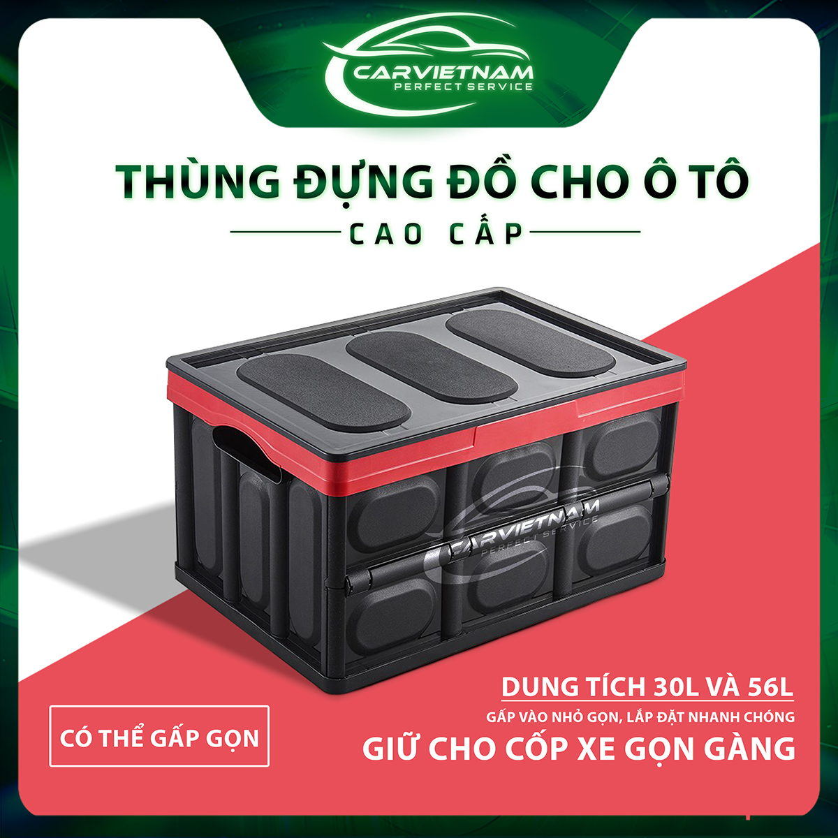 Thùng đựng đồ cốp xe ô tô gấp gọn size 30l & 56l hàng cao cấp