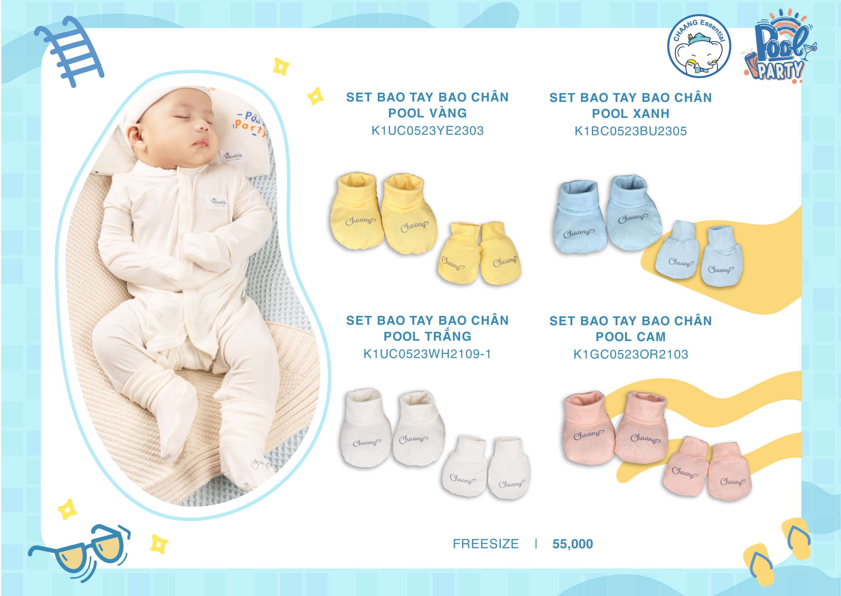 [CHAANG] Set bao tay bao chân cho bé sơ sinh Pool CHAANG