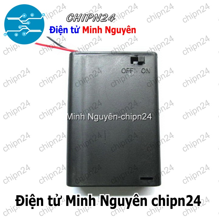 [2 cái] (C10) Hộp Đế pin 2 viên AA (có nắp, có công tắc) - HH000598