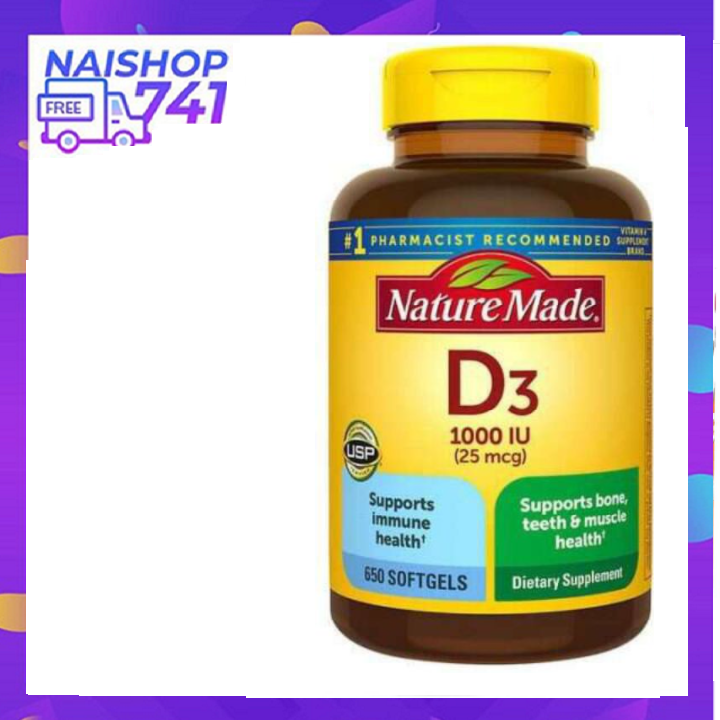 Vitamin D3 Nature Made 1000iu 650 viên
