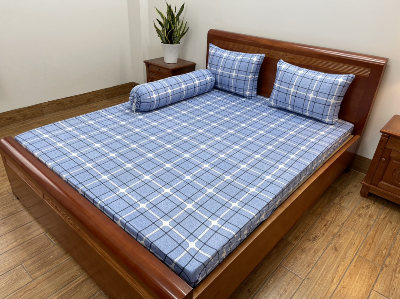 Bộ ga gối Thun Lạnh Hàn Quốc 4 Món ( 1 ga bọc + 2 vỏ gối nằm + 1 vỏ gối ôm )
