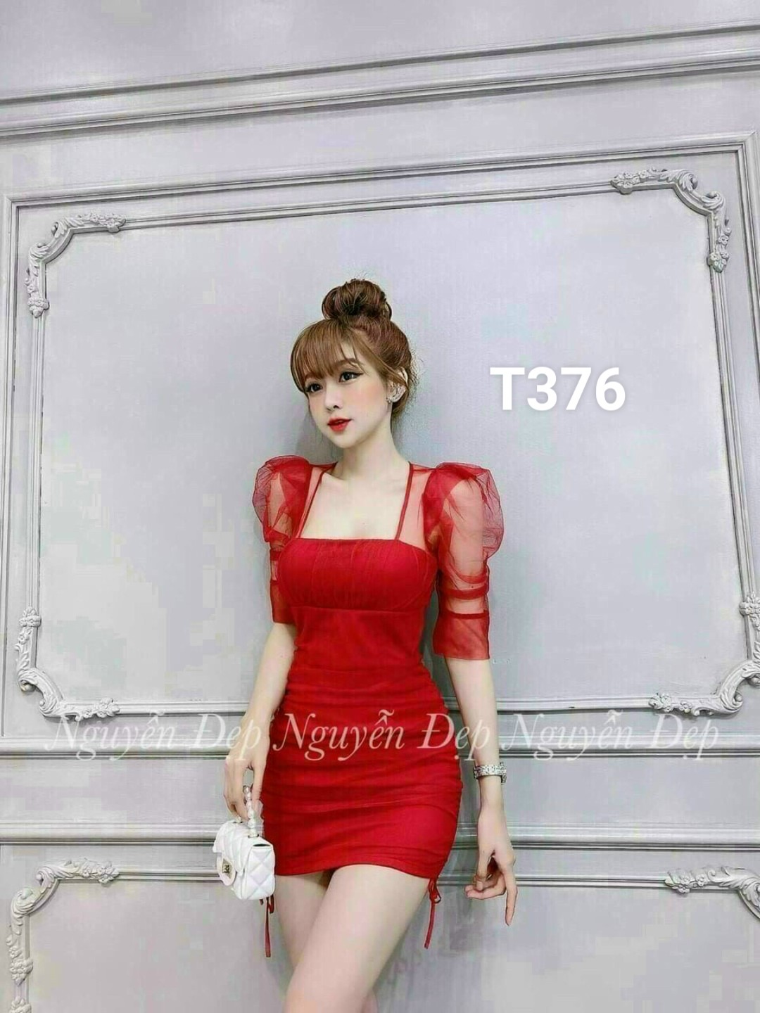 Đầm body phối lưới cao cấp có mút T376