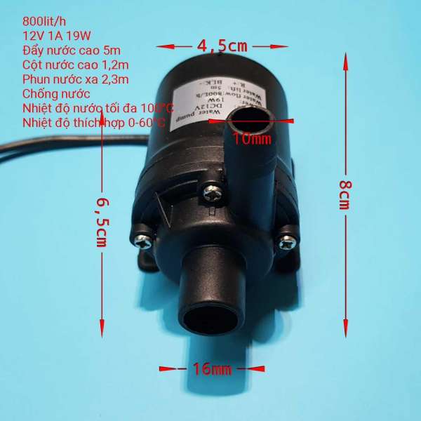 Bơm nước mini siêu mạnh 12V 800 LH không chổi than - brushless water pump