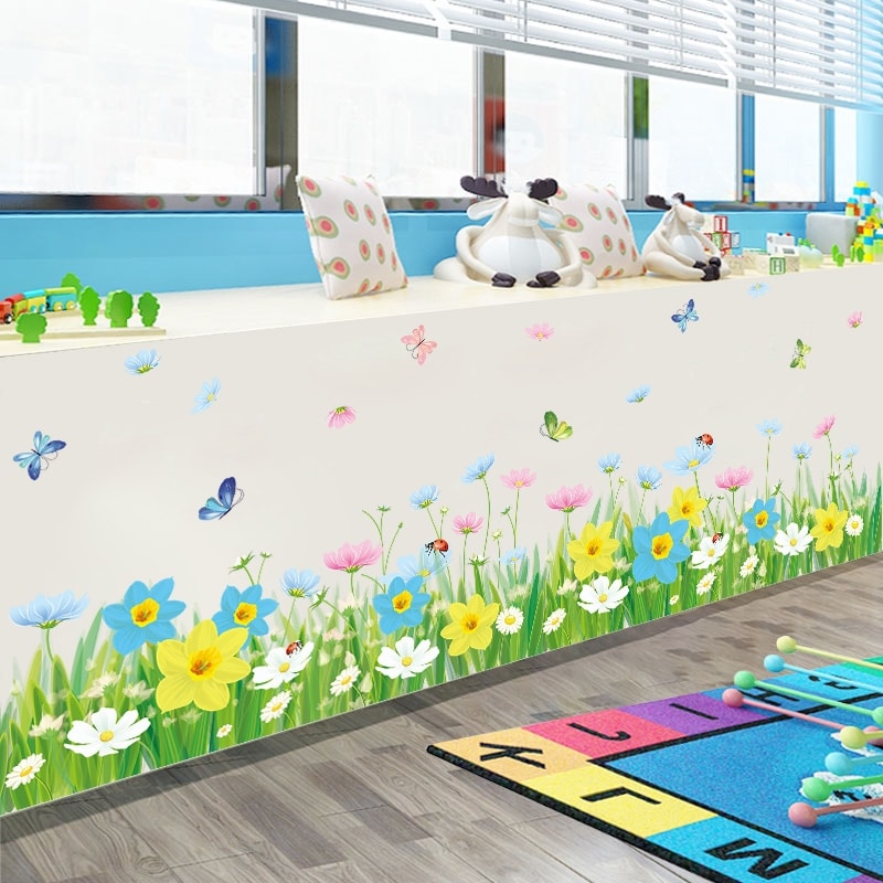 DECAL DÁN CHÂN TƯỜNG HOA CỎ MÙA XUÂN