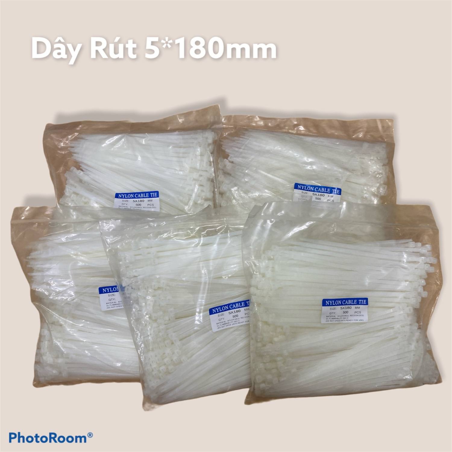Dây rút nhựa 5*180mm ( ĐÓNG GÓI 1 BỊCH GỒM 500 SỢI DÂY RÚT )
