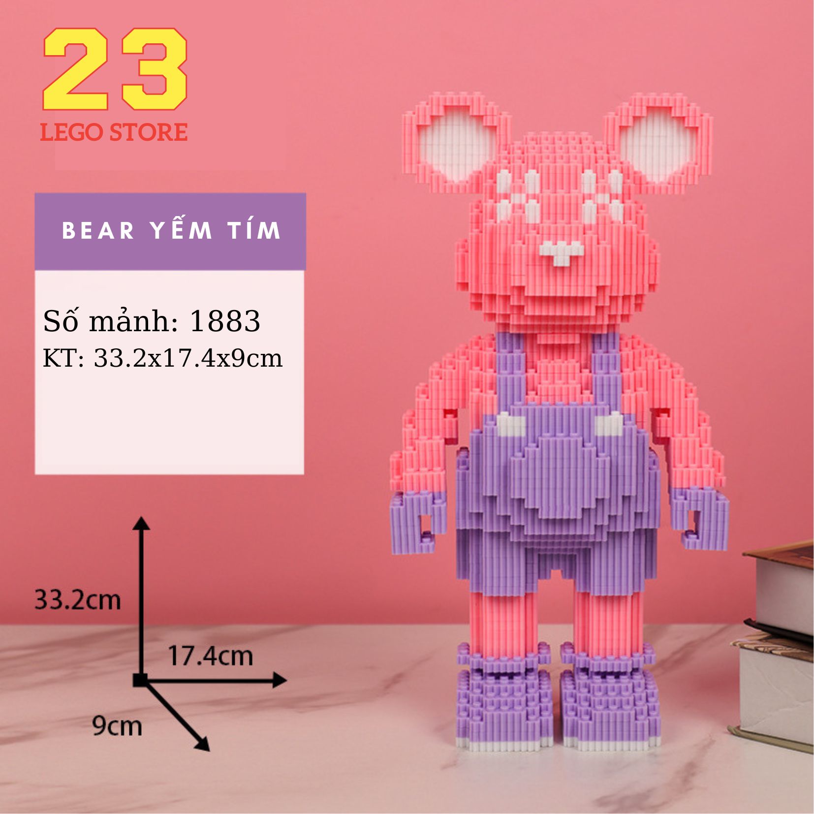 Bộ đồ chơi lắp ghép lego gấu BearBrick Phục vụ bàn cỡ lớn 34cm , Lắp ráp gấu BearBrick