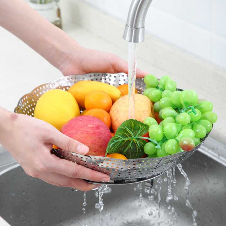 Xửng hấp vỉ hấp inox gấp gọn thông minh Nhật Bản