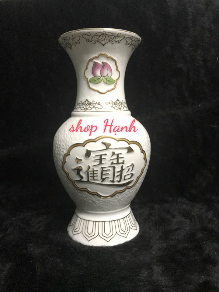 Bình hoa bạch ngọc cao cấp sen hồng