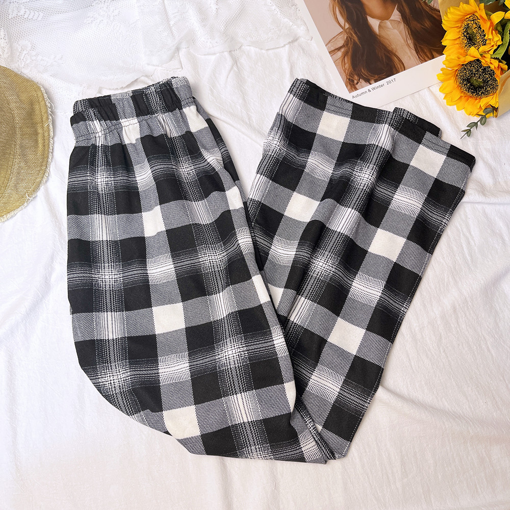 (≤70kg) Quần ống rộng kẻ sọc cho nữ, cạp cao, quần ống rộng ống suông, quần ống suông đa năng