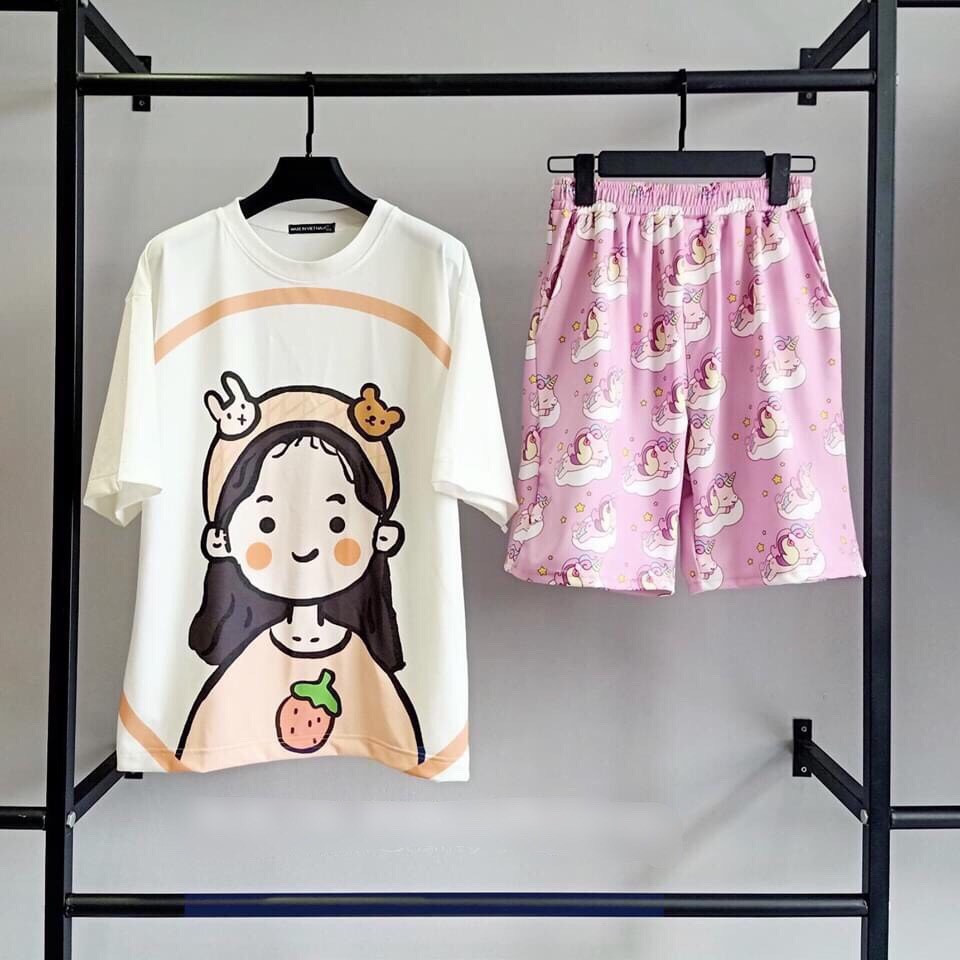 Sết đồ bộ form rộng bé gái dâu tây unisex siêu cute TTML0042