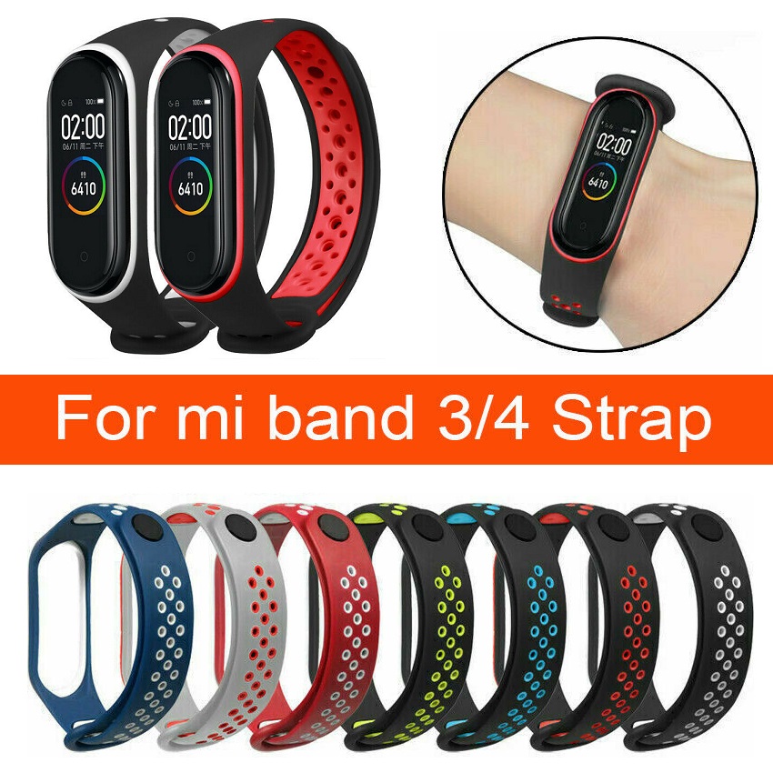 [SONGFUL] For Xiaomi Mi Band 4 & 3 Wrist Straps Replacement Adjustable Dual Color Silicone Strap Wristband Bracelet Ventilate Sport Soft