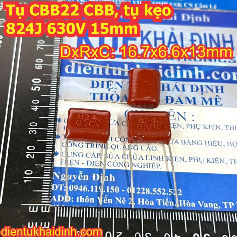 10 con tụ kẹo tụ nâu đỏ cbb22 cbb 824j 400v / 630v 15mm 20mm kde1751