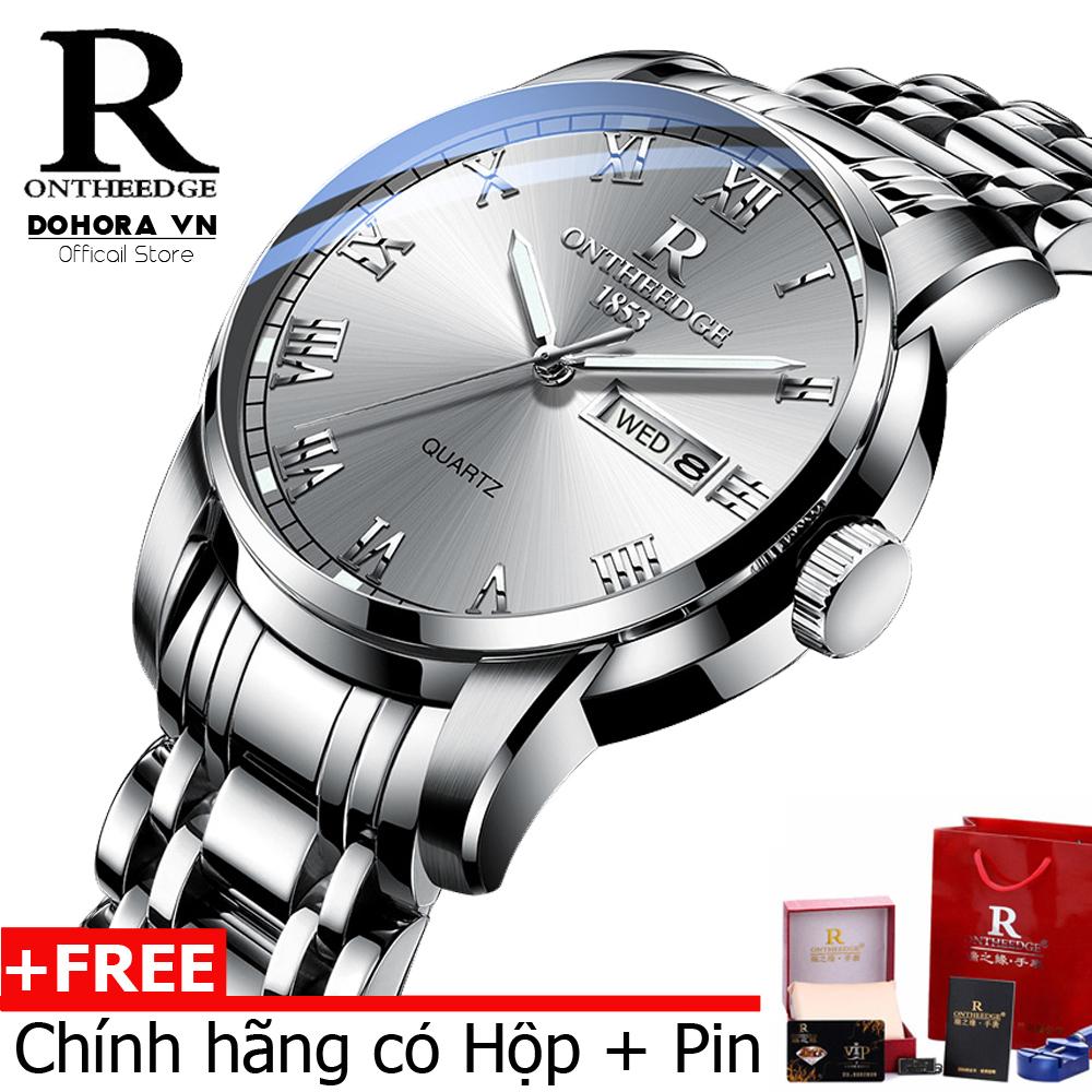 [Có video] Đồng hồ nam cao cấp Ontheedge R-13 dây thép đúc đặc không gỉ lịch thứ ngày vạn niên