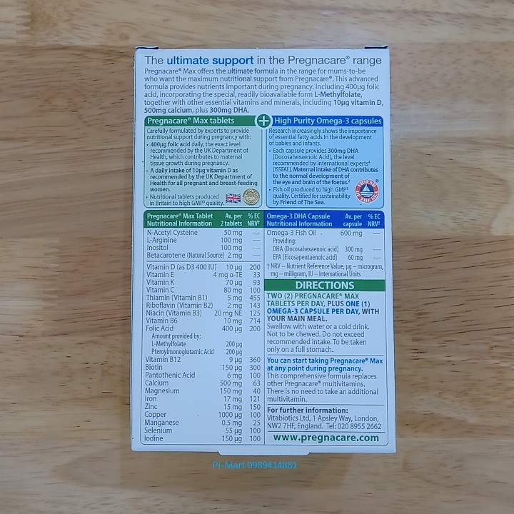 Vitamin bầu Pregnacare Max 84 viên