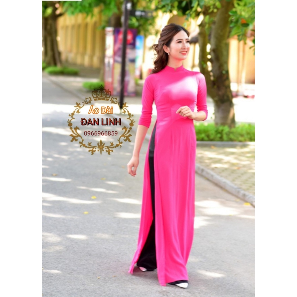 Áo dài trơn hồng sen 4 tà - Áo Dài Đan Linh