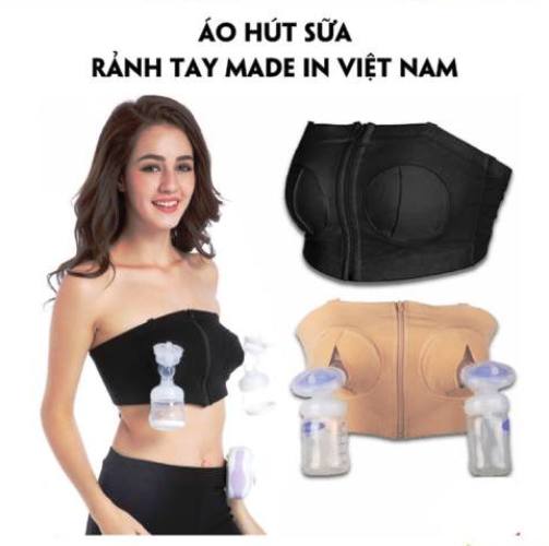 (Free Size) Áo hút sữa rãnh tay cho Mẹ - phụ kiện dùng cho máy hút sữa điện đôi - không dây áo PKK U1015