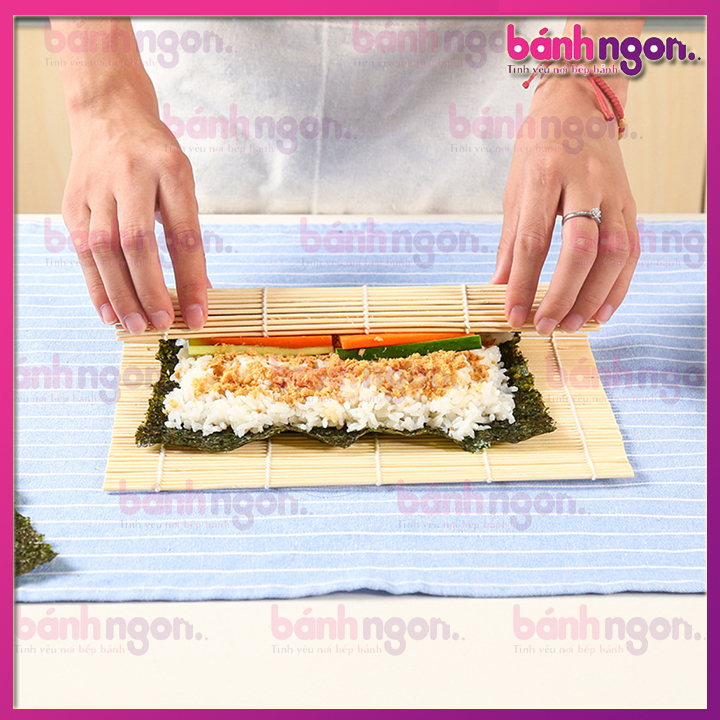 Mành Tre Cuộn Cơm Rong Biển Kimbap, Cuốn Sushi (Mầu Trắng)