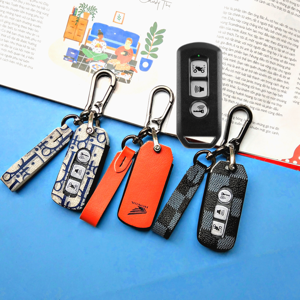 Bọc smartkey sh,bao da chìa khóa smartkey sh,sh mode PCX 3 nút bấm (SH Móc D)