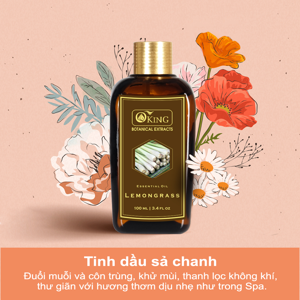 [Hàng chính hãng]Tinh dầu sả chanh nguyên chất 100ml (Lemongrass)