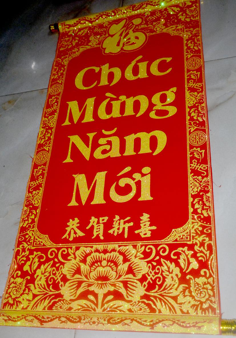 [HCM]Liễn nhung đỏ trang trí Tết-Chúc Mừng Năm Mới