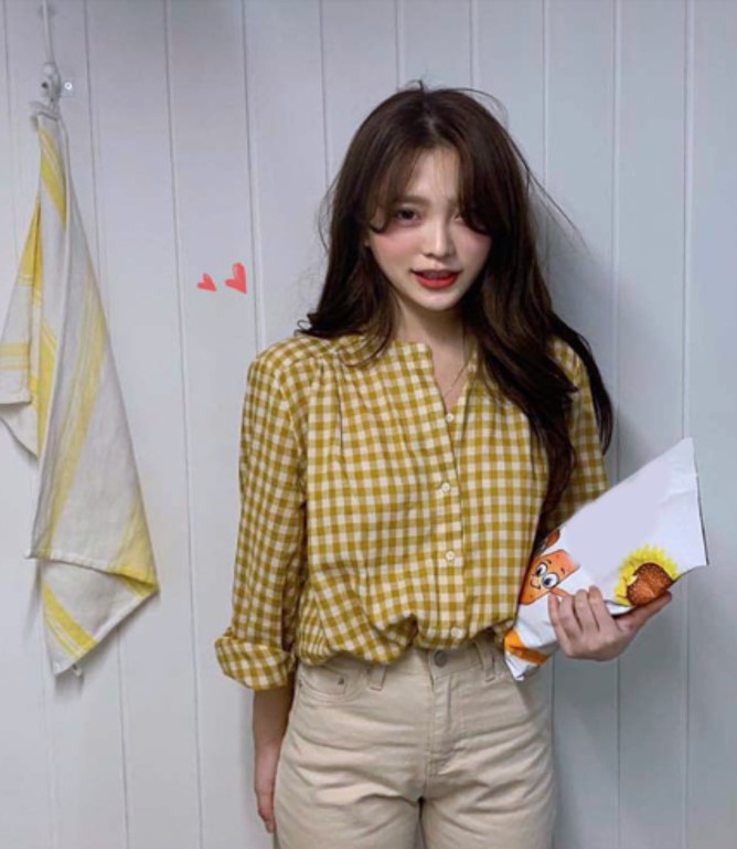Sơ mi Caro Cổ tròn xinh xắn