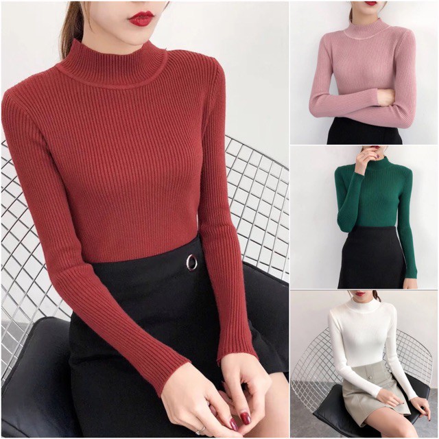 Áo len NỮ, áo len tơ cổ 3 phân nhiều màu chất đẹp