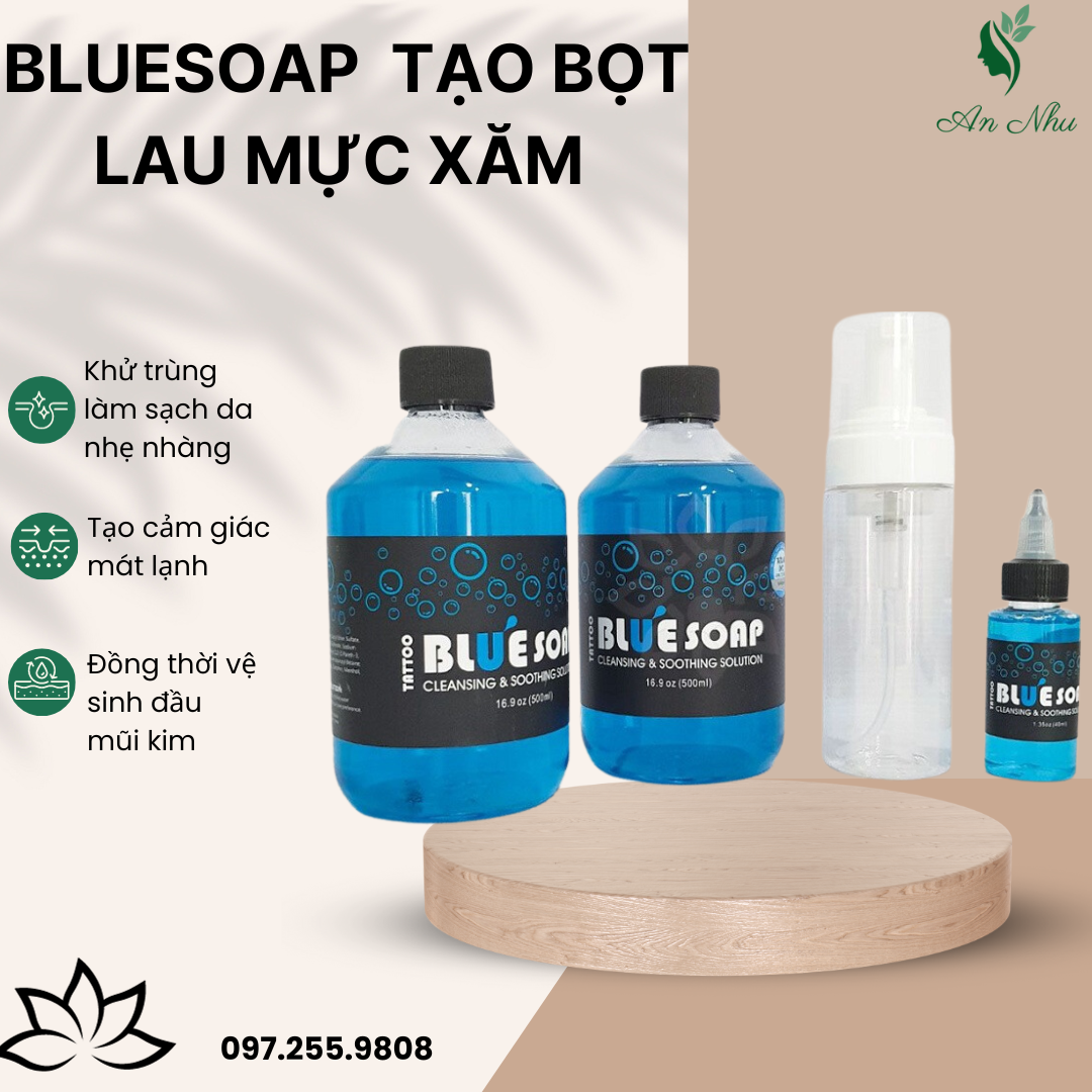 Bluesoap dung dịch tạo bọt lau mực phun xăm