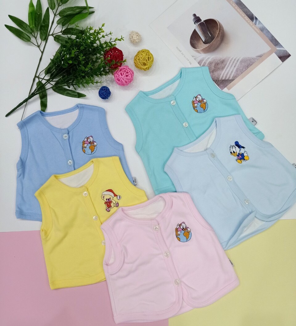 Áo Gile 2 Lớp Cotton, Áo ăm ngực  cho bé trai, bé gái từ sơ sinh đến 11 kg