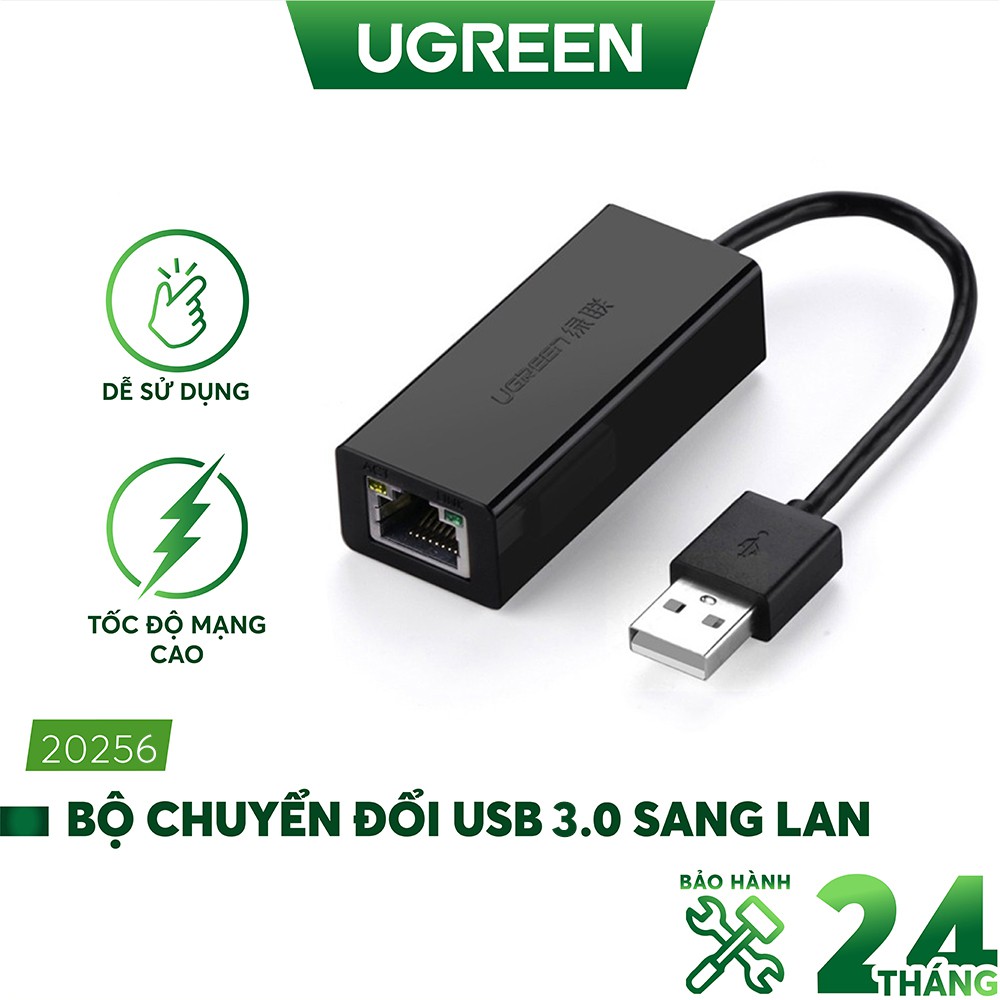 Cáp chuyển usb 3.0 to lan hỗ trợ 10/100/1000 mbps ugreen 20256 cao cấp