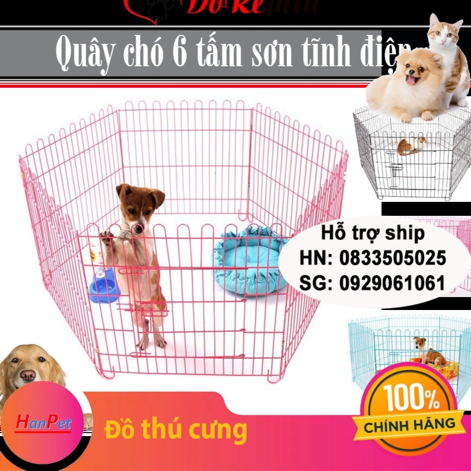 Hàng rào Quây chó sơn tính điện Hàng rào 6 tấm rẻ 60x63 nan thường cũi chó 501