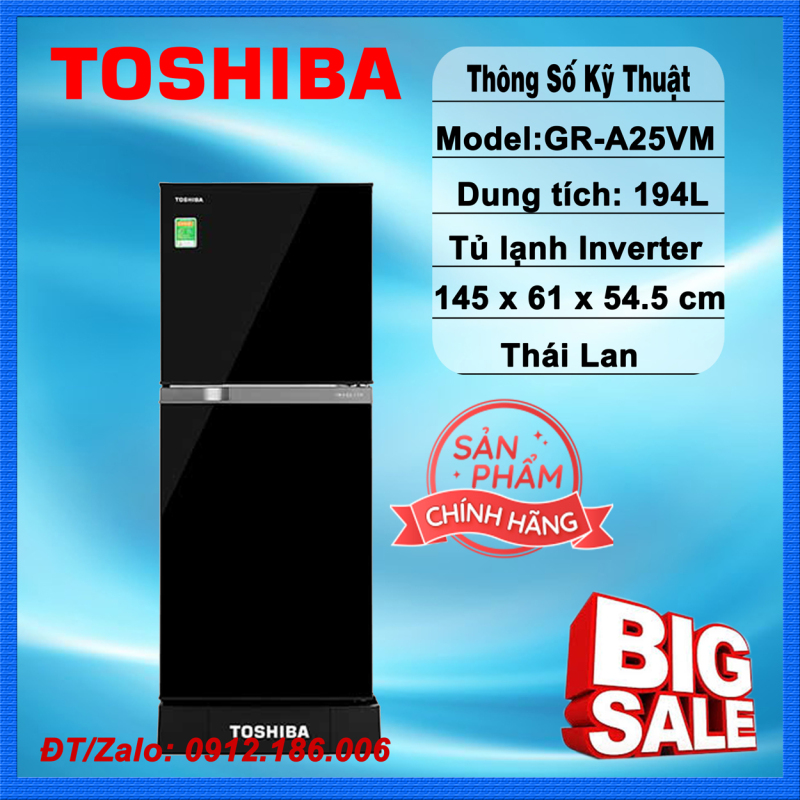 Tủ lạnh Toshiba Inverter 194 lít GR-A25VM(UKG1) Mới 2020