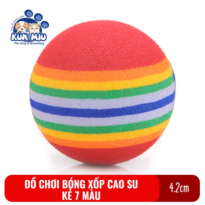 [Hoàn Tiền 10%] Đồ chơi cho chó mèo bóng kẻ 7 màu Kún Miu, đường kính 3.5cm ,4.5cm chất liệu mút xốp EVA