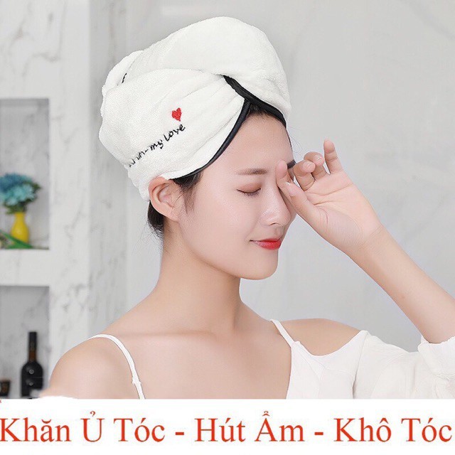 [FreeshipMAX] KHĂN QUẤN TÓC Ủ TÓC LAU KHÔ THẦN THÁNH HOT HIT MÀU TRẮNG
