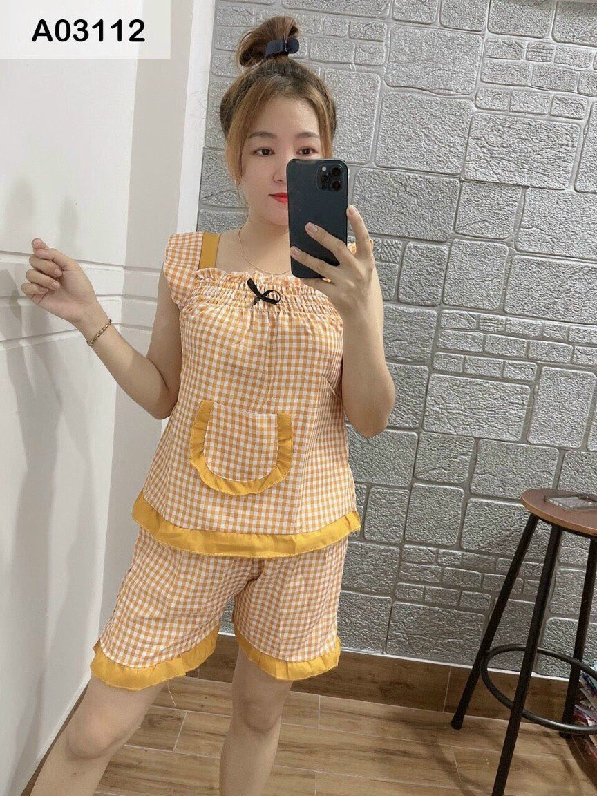 [HCM]Set Bộ Kate Lụa Phối Sọc Mặc Nhà Dễ Thương