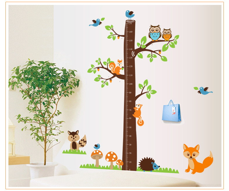 Decal dán tường đo chiều cao sóc nhỏ AY221