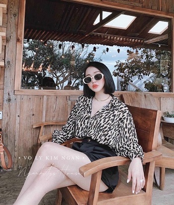 Áo sơ mi nữ da beo fom rộng thời trang