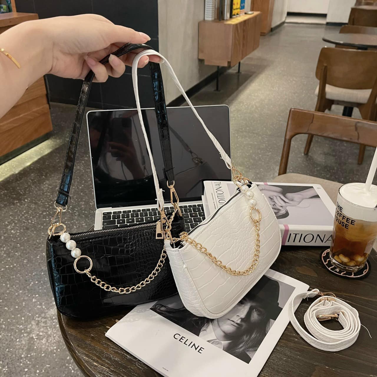 TÚI CẮP NÁCH DÂY XÍCH MIX NGỌC