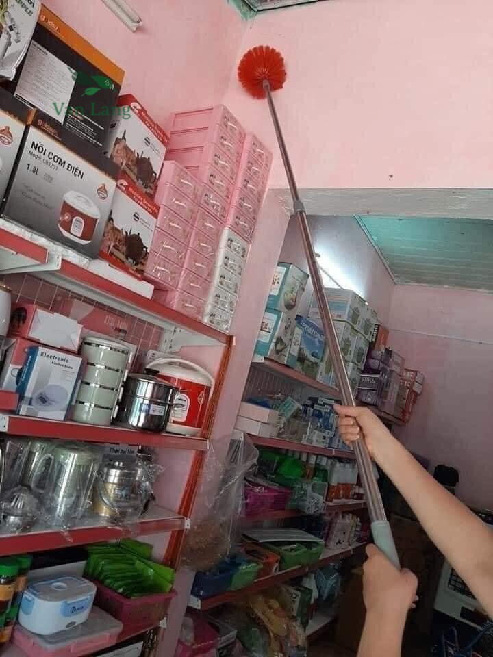 Chổi quét mạng nhện cán rút bằng inox, đầu lông sợi cước