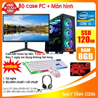 [Trả góp 0%]Bộ máy tính để bàn Game - Học tập LED + Màn 24 inch CPU G2020 / i5-3330 / Ram 4-8GB / SSD 120-240GB / VGA 1- 2GB chơi PUBG mobile LOL Fifa4 GTA 5 ... [TẶNG: Phím chuột + lót chuột + Tai nghe] GAi53 LOZ