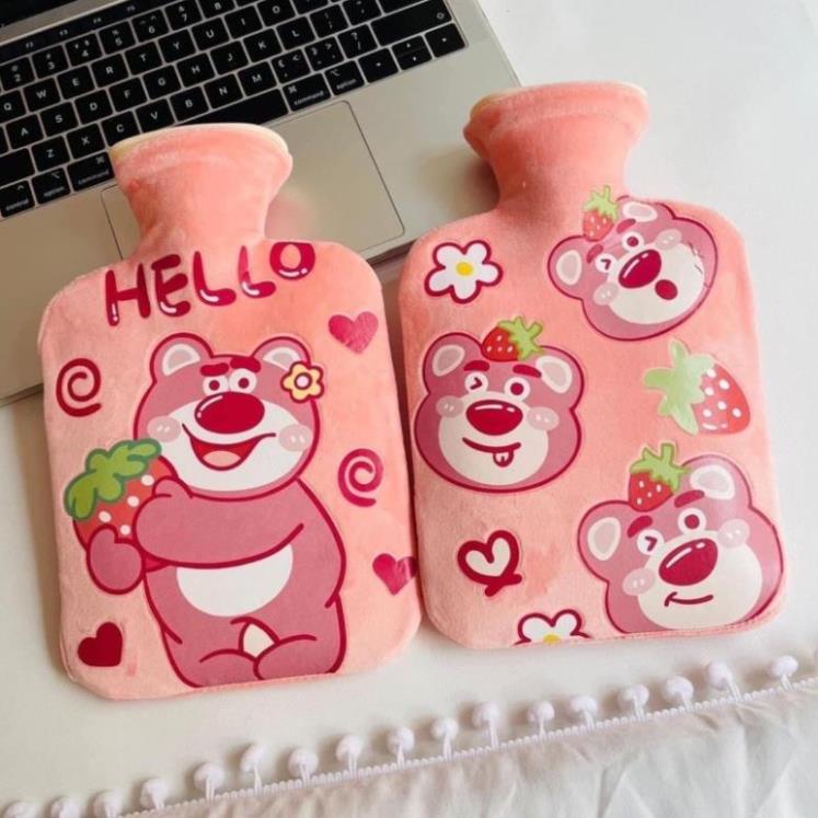 Túi chườm ấm nóng hình gấu dâu lotso, túi chườm giữ ấm cơ thể giảm đau bụng kinh