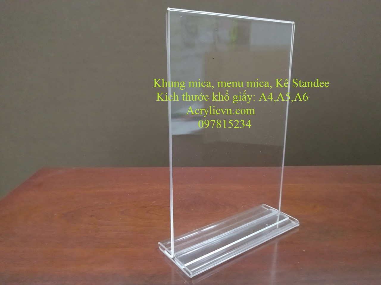 Kệ menu khung menu mica chân đế trong nhiều kích thước