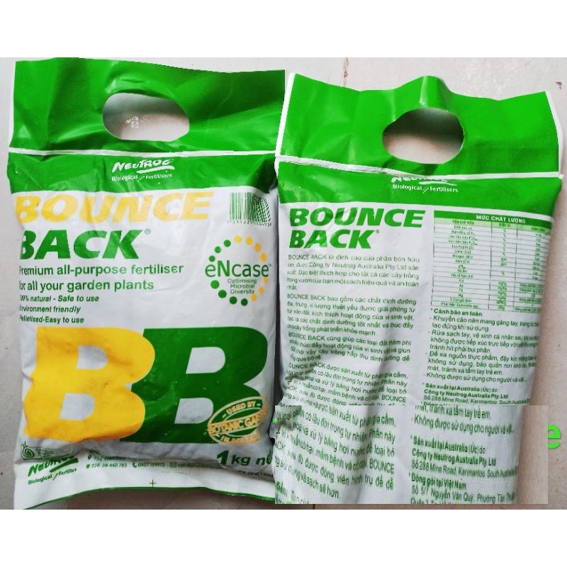 Phân hữu cơ úc - phân bón viên nén đậm đặc bounce back gói 1kg