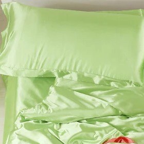 (Loại 1) Bộ Ga Gối Phi Lụa 4 Món Cao Cấp Lan Bedding Màu Xanh Cốm