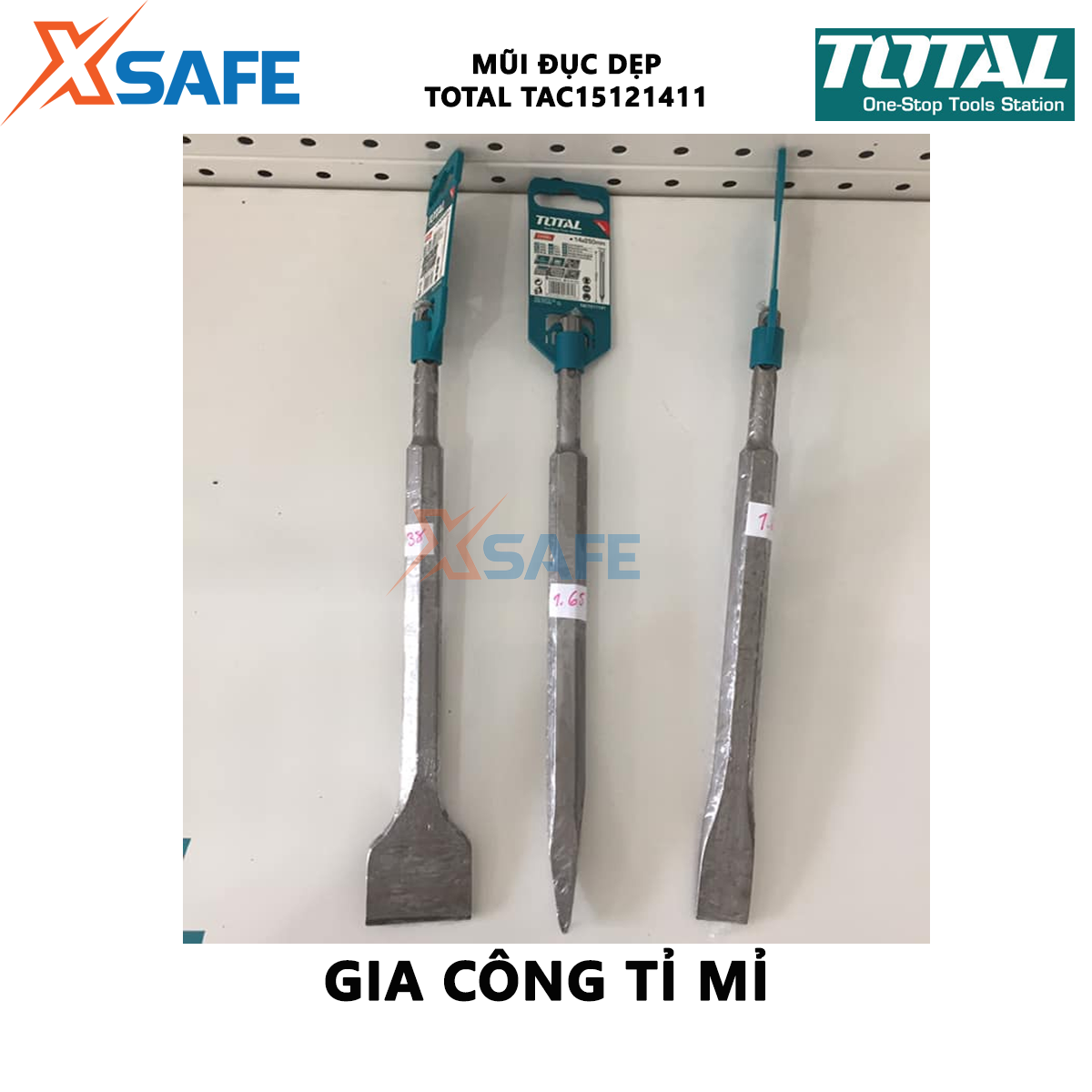 Mũi đục dẹp TOTAL TAC15121411 | mũi đục quy cách 14x 50x20mm đục, khoét các bề mặt cứng khác nhau như tường, bê tông