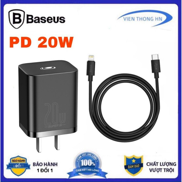 Bộ sạc nhanh iphone Baseus PD 20W - Bộ củ sạc kèm dây sạc type c to lightning pd20w cho ios 14 15,... - vienthonghn